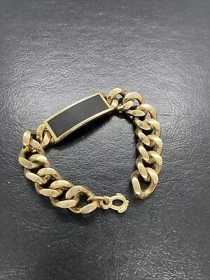 Speidel Men's Heavy Goldtone Id Chain Bracelet Mono Joseph 8 Inches Long • $19.50