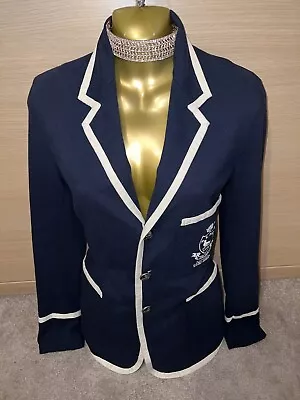 Exquisite Ralph Lauren Blue Knit Embroidered Blazer Jacket UK10 Stunning • £11