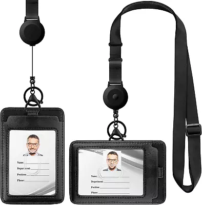 Retractable Lanyard With ID Badge Holder Horizontal And Vertical Badge Holder W • $13.20