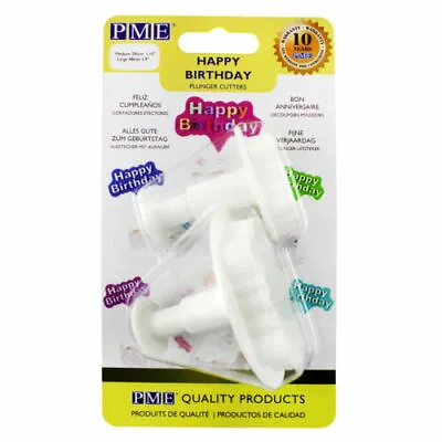 Happy Birthday Cake Plunger PME Cupcake Icing Decor Decorating Cutter Set Of 2 ! • £7.99