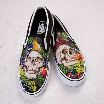 Vans Men's Classic Slip On Fruit Skull/Black/White 12.5 Women/11 Men • $30