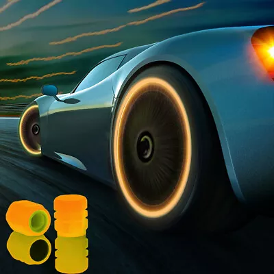 £1.99 • Buy 4x Luminous Orange Car Stem Caps Auto Tire Valves Caps Stem Cover Accessories