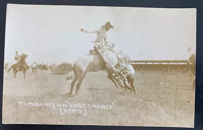 Mint USA RPPC Real Picture Postcard Cowboy ED McCarty On Last Chance • $199.99