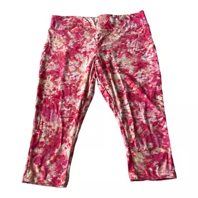 Terra & Sky Womens Size 3X Coral Tie Dye High Rise Capri Leggings Super Soft • $10.80