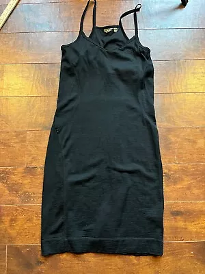 Icebreaker Womens Black 100% Merino Wool Built In Bra Fitted Active Tank Dress M • $44.99