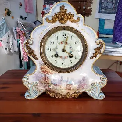 Outstanding French Marti Blue Porcelain Mantle Clock • $695