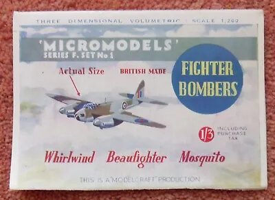 Micromodels Series F Set No1 Fighter Bombers Whirlwind Beaufighter Mosquito • £34.95