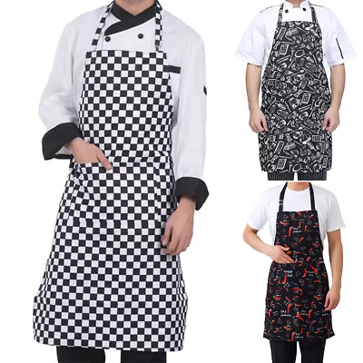 Cooking Apron Kitchen Chef Waiter Bib Aprons With 2 Pockets For Men Women • $10.07