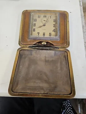 Vintage Sochard Swiss 8 Day Leather Brass Travel Clock. GM7 • $45