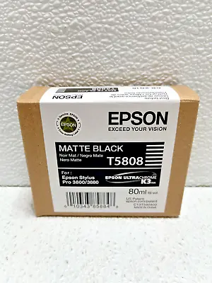 Epson Matte Black Ink Stylus Pro 3800 3880 New T5808 Genuine Date: Aug 2015 • $18.95