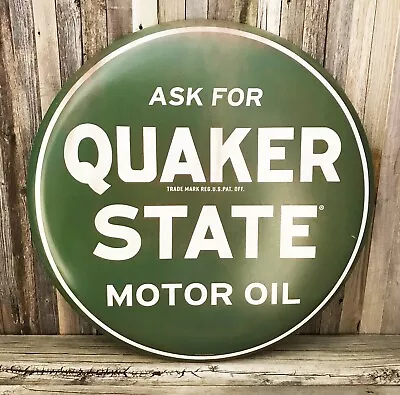 $60.95 • Buy Quaker State Motor Oil Domed Disc Metal Sign 24  Vintage Gasoline Gas Garage New
