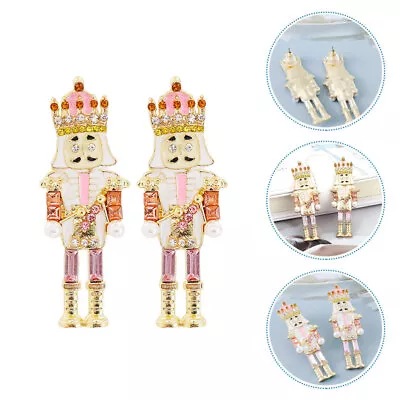  Metal Nutcracker Earrings Women's Crystal Studs Xmas Jewelry • $8.40