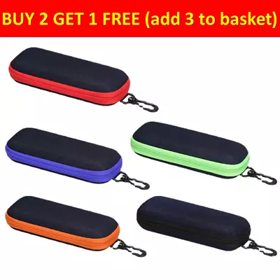 Portable Zipper Eye Glasses Sunglasses Hard Case Box Protector Large Hold Gift • £2.94