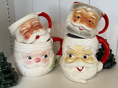 Vintage Ceramic Santa Mug Cup Lot Of 4 Japan Brinns • $94.95