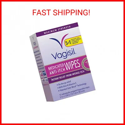 $9 • Buy Vagisil Anti-Itch Medicated Feminine Intimate Wipes For Women, Maximum Strength,