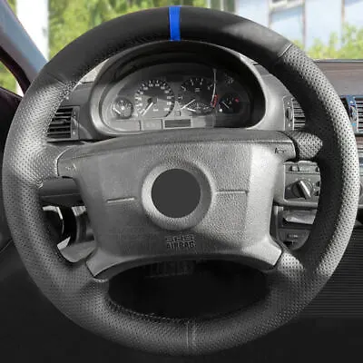 Black-Blue Leather Steering Wheel Cover For 3 Series E36 E46 E39 X3 E83 X5 E53 • $13.94