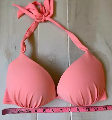 Victoria's Secret Peach Halter Style Padded Bikini Swim Top Size 34D Women's • $10