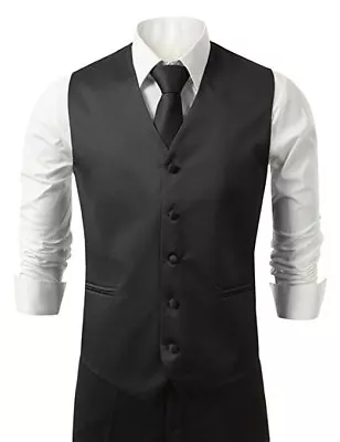 Men's Black Tuxedo Vest Set 4 Pieces Vest Bow-Tie Hanky And Regular Tie  • $22.95