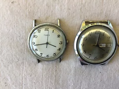 Two Vintage Timex Mens Wind Up Wrist Watches For Repair Or Parts • $5.50