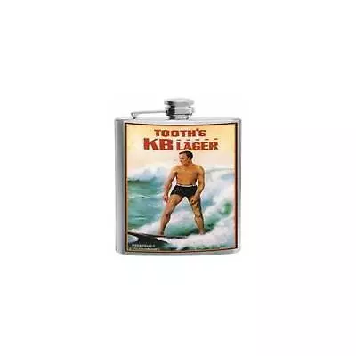 Tooth's KB Lager Hip Flask 6oz Barware Vintage Surfing Pub Art Surf Board • $19.50