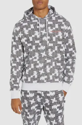 $232 Wesc Men's White Mike Puzzle Slim Fit Pocket Check Pullover Hoodie Size L • $15.18