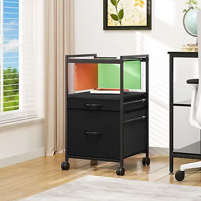 $58.99 • Buy TAUS 2 Drawer Lateral Mobile File Cabinet W/Open Storage Rolling Shelf Office