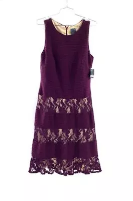 NWT Gabby Skye Women's Purple Eggplant Sleeveless Back Zip A-Line Dress- Size 10 • $7.99