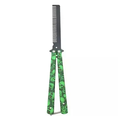 Butterfly Trainer Knife Training Comb - Metal Practice (GREEN SKULL) • $9.95