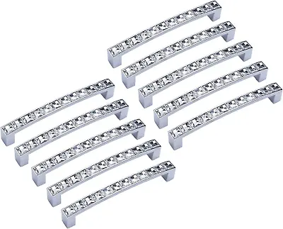 Modern Crystal Glass Rhinestone Cabinet Handle Pulls Clear Bling Draw • $37.69