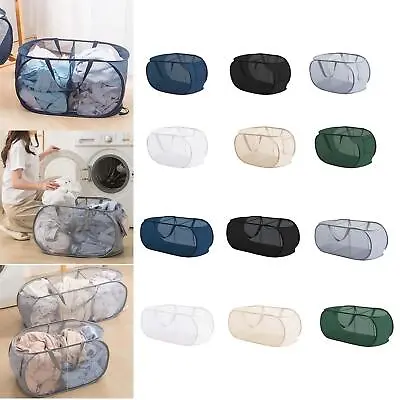 Collapsible Dirty Clothes Basket Mesh Dirty Clothes Hamper For Home Bedroom • £10.14