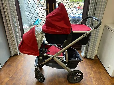 Uppababy Vista V2 Twin Pram With Bassinet Rumble Seats And Rain Covers • £149