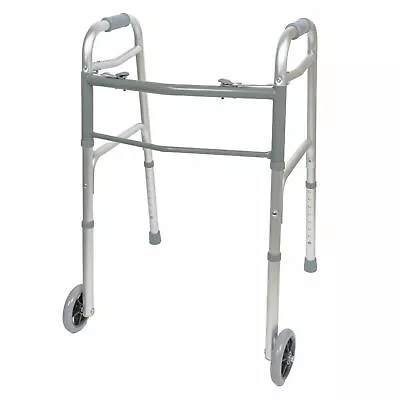 BodyMed Two Button Folding Walker With Wheels Lightweight Mobility Aid With • $45.99