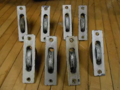 Vintage Steel Window Sash Weight Rope Pulley Hardware Lot Of 8 • $25