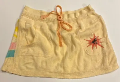 Womens Juniors David & Goliath Yellow Sun Rainbow Drawstring Terry Mini Skirt • $19.99