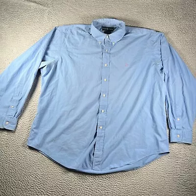 Polo Ralph Lauren Dress Shirt Mens XXL Blue Long Sleeve Button Down Preppy • $18.95