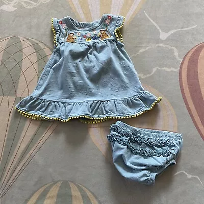 Baby Boden Sky Blue Monkey Appliqué Butterfly  Dress 0-3 Months • $26