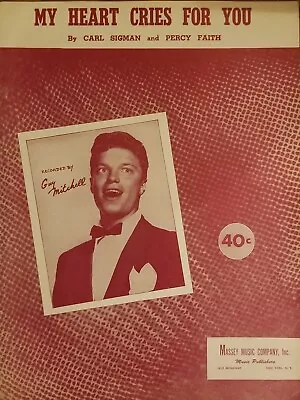 Sheet Music My Heart Cries For You     Guy  Mitchell 1950 • $5.49