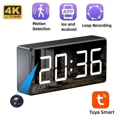 [Tuya] 4K Smart Alarm Clock With Camera Discreet Mirror Display • $269