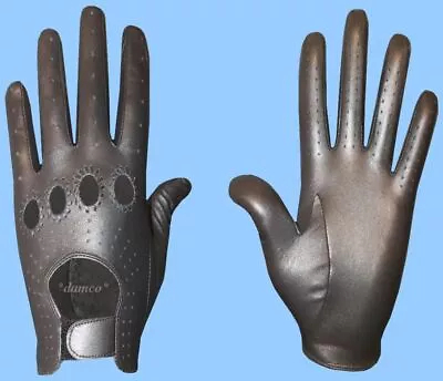 NEW MENS Size 8.5 METALLIC PEWTER GENUINE KID LEATHER DRIVING GLOVES • $39.95