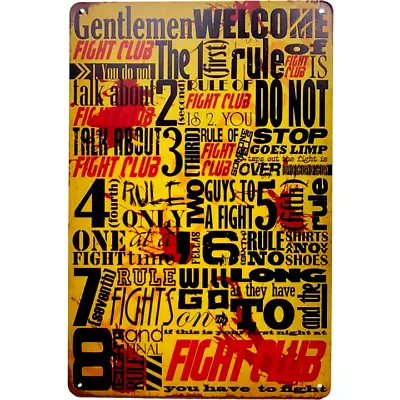 Vintage 90s Fight Club Metal Sign Retro Brad Pitt Film Tin Sign Poster 12x8 • $13.50