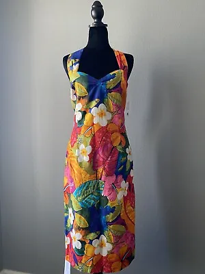 NEW British Retro Tiki Tropical Wiggle PinUp Bombshell Dress UK 14 • $55