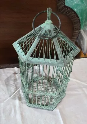 Vintage Solid Copper 6 Sided Birdcage ♡ 13  Tall X 6.75  Diameter  • $47.77