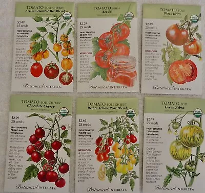 Lot Of 6 BOTANICAL INTERESTS SEEDS ~ ORGANIC TOMATO • $9.99