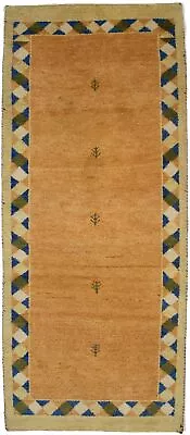 Rusty Peach Bordered Tribal Design 2'9X6'4 Indo-Gabbeh Oriental Rug Decor Carpet • $193.17