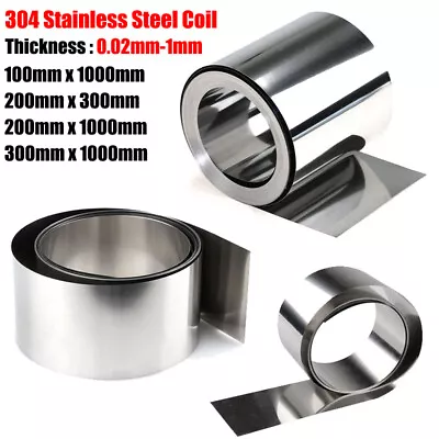 304 Stainless Steel Band Foil Sheet Metal Plate Strip Panel Thick 0.02mm-1mm • $4.23