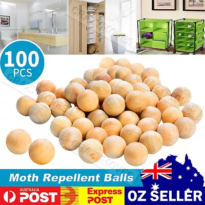 100x Cedar Wood Moth Balls Natural Repellent Musty Clothes Wardrobe Drawer VIC • $6.52