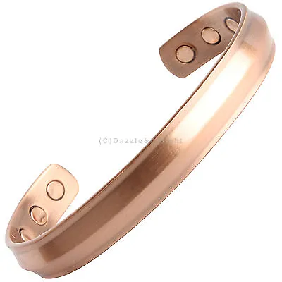 Magnetic Bracelet Copper Pewter Solid Chunky Copper Arthritis Cuff Bangle Mens • £5.47