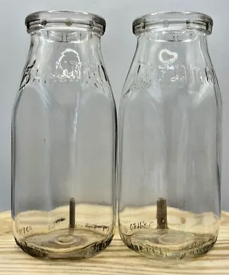 2 Different Vintage Bowman Dairy Embossed ½ Pint Square Milk Bottles Chicago • $9