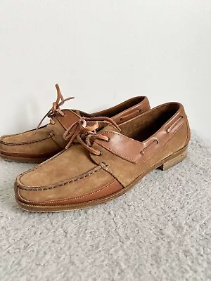 Trickers England Tan Italian Leather Suede Loafer Lace Up Boat Shoes UK 6 EU 39 • £50