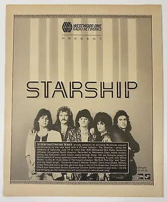 Vintage 1986 Starship Superstar Westwood One Concert Series Original Print Ad • $6.99